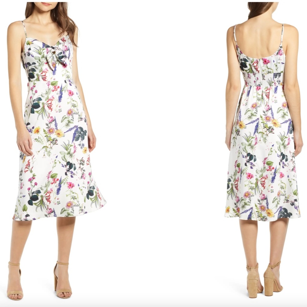 Bailey 44 Puff Pastry Smocked Back Satin Printed Floral Dress